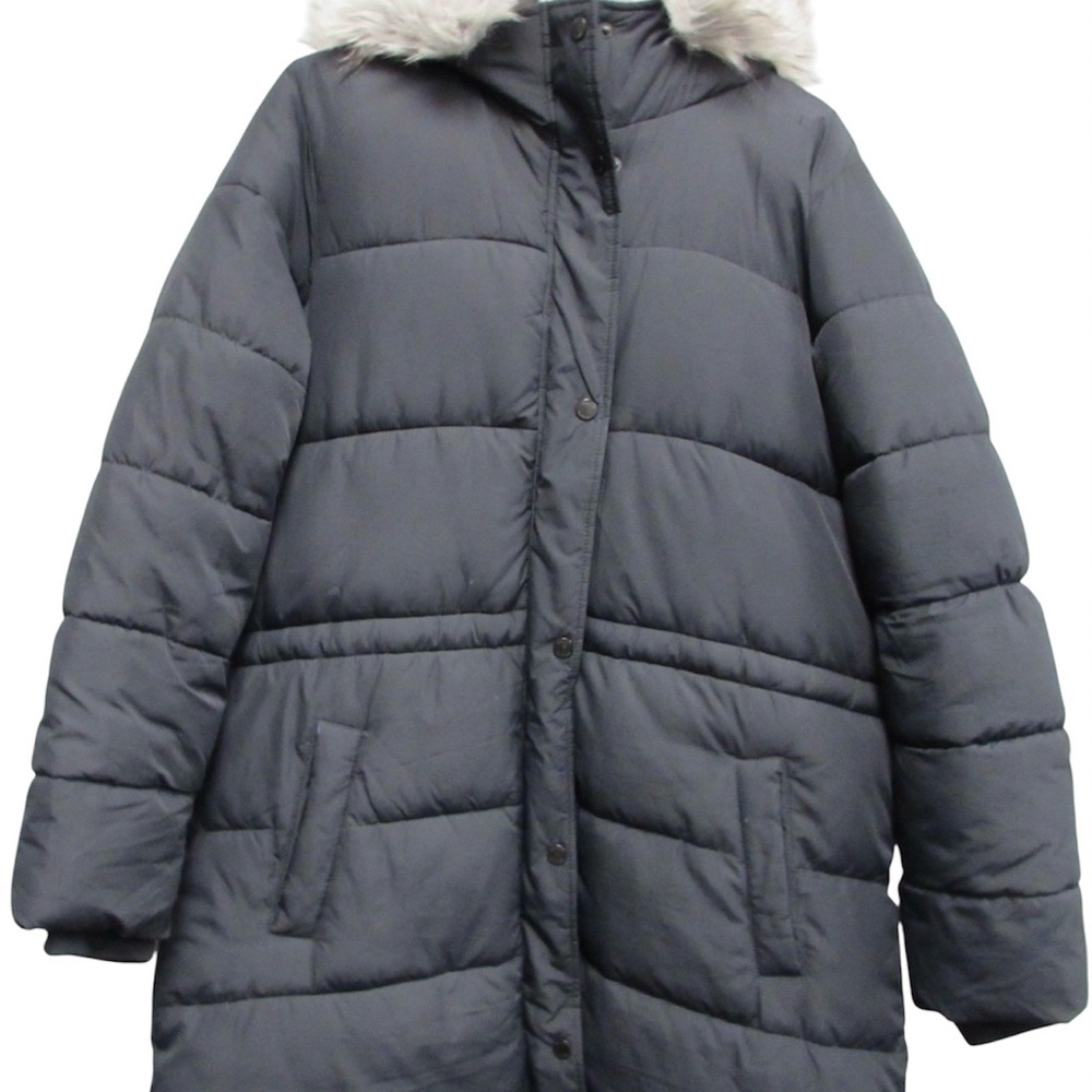 Hollister Charcoal Puffer Jacket with Faux Fur Trim - Picture 3 of 9